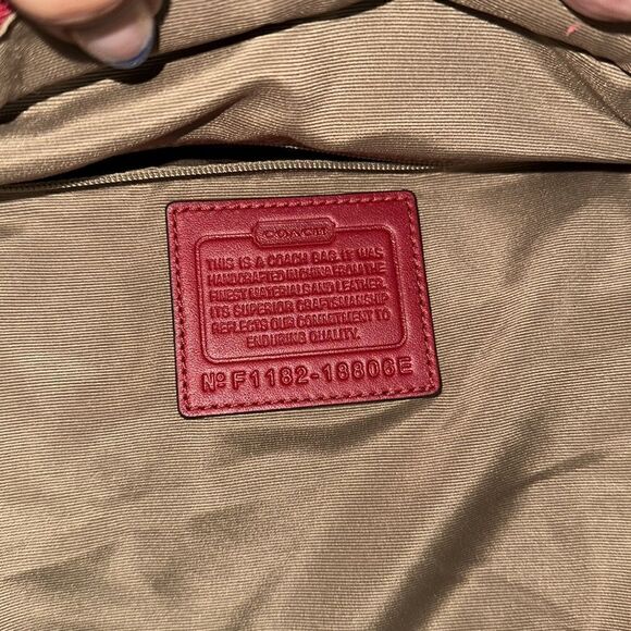 Coach Galaxy Tote Signature Canvas Red Silver Hardware Bag Purse - Picture 3 of 15